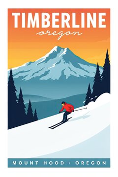 Explore Winter Adventure with Vintage Timberline Oregon Skiing Travel Poster 