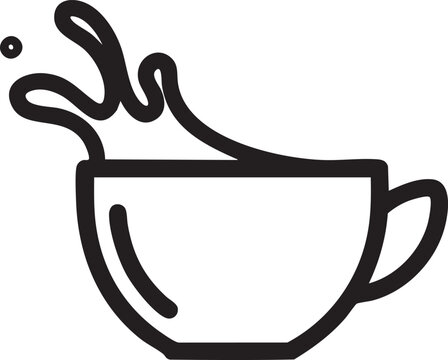Simple line art illustration of a liquid splash in a coffee cup