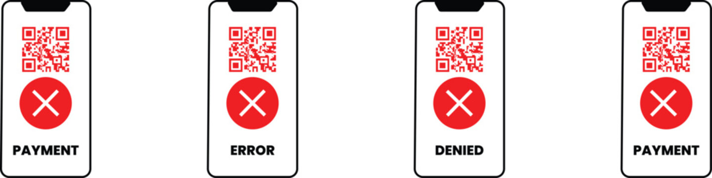 Mobile payment qr code failure icons