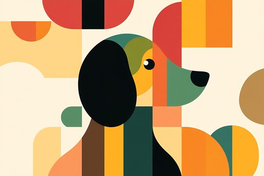Colorful dog portrait in geometric style