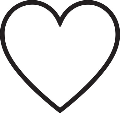 Simple black outline heart shape icon for love and romance design