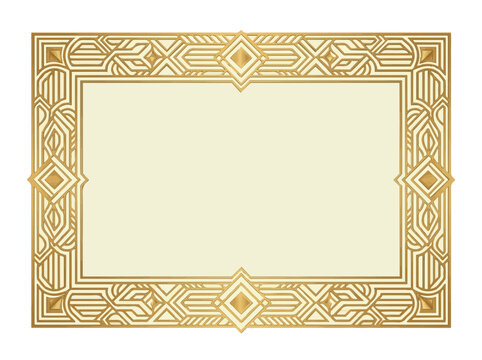 Elegant Gold Frame with Intricate Geometric Design for Certificates and Invitations.
