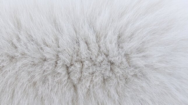 Close-up of pure white Arctic fox fur texture. Luxurious winter animal pelt with soft dense undercoat for premium design.