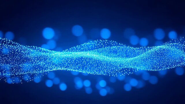 Blue Particle Wave Flow - Abstract Digital Technology Background Animation