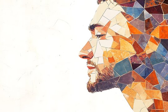 Colorful mosaic portrait of a bearded man