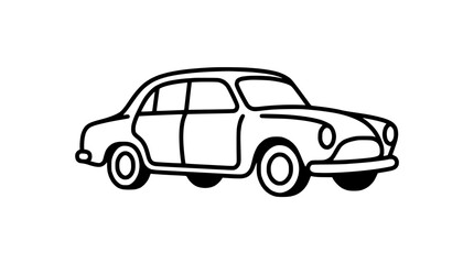 Fototapeta premium Retro Car Illustration - Vintage Automobile Outline Drawing