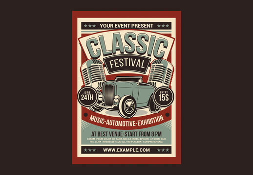Vintage Car and Music Event Flyer