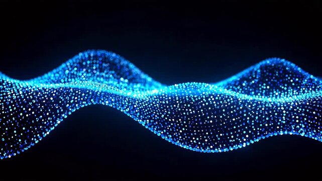 Blue Particle Wave Flow - Futuristic Digital Data Animation