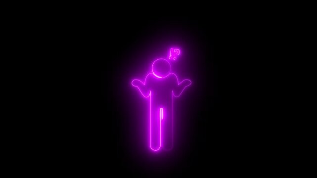 Colorful Glowing neon line Human head with question mark icon on black background. Abstract neon design of animation a man&rsquo;s head with a question mark.Motion graphics of concept
