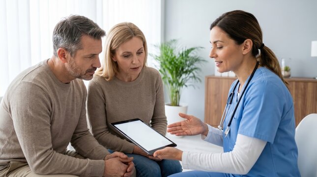 Doctor Explains Health Information to Couple for World Lungs Day