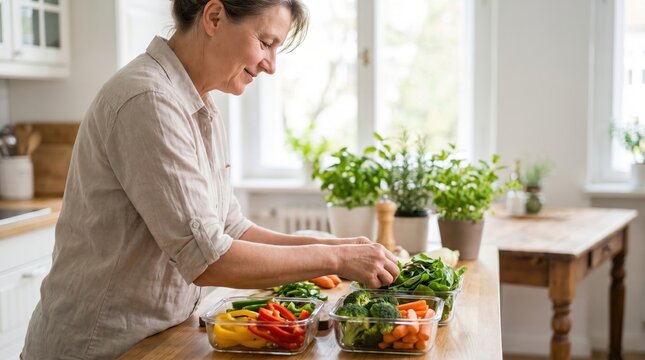 Woman Preparing Healthy Vegetables for World Lungs Day