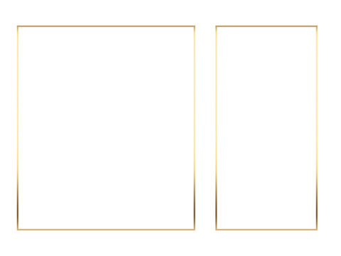 Luxury Golden Thin Frame Set Art Deco Geometric Borders With Shiny Glow Effect Elegant Invitation Design Elements