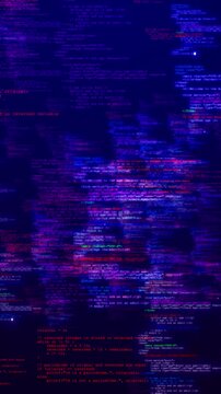 Colorful code matrix programming background purple, red, green, and blue syntax text across dark digital space. for software videos, coding intros, web tutorials, and cyber technology overlays.