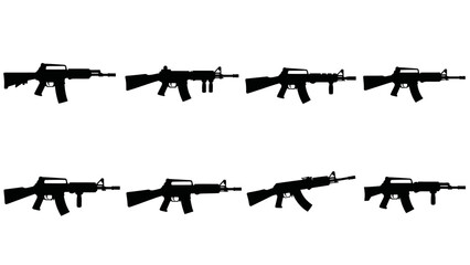 Obraz premium Assault Rifle Silhouettes Collection: Modern Combat Weapon Icons