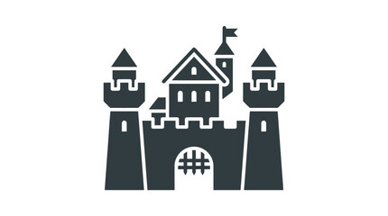 Dark gray medieval castle towers silhouette. © dika