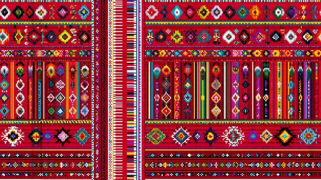 Traditional mexican textile pattern with intricate geometric embroidery motifs geometric embroidery colorful traditional background wallpaper ornamental decoration cultural abstract