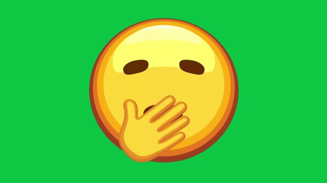Yawning emoji animation with hand over mouth on green background expressing sleepiness and boredom