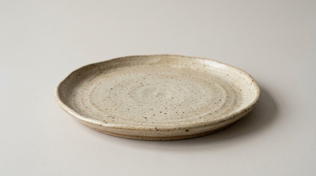 Handmade ceramic plate rustic beige stoneware dinnerware for modern table settings