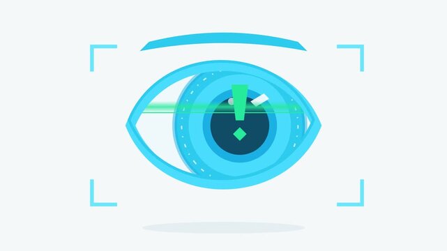 Biometric eye scanning technology detecting security alert with digital interface