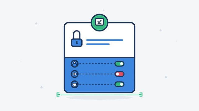 Data privacy settings interface with toggle switches and security icons for account management