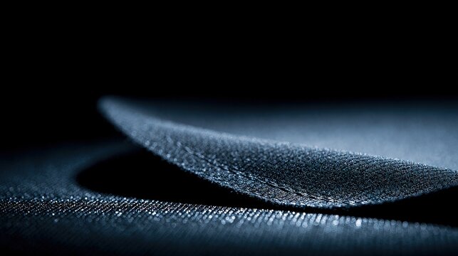 Highlight study on stretched black neoprene surface, abstract still life with smooth tense curves under studio light