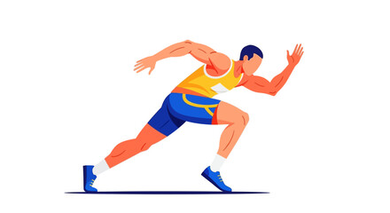 Obraz premium Athlete Running Fast Sprinting Motion Sport Illustration.