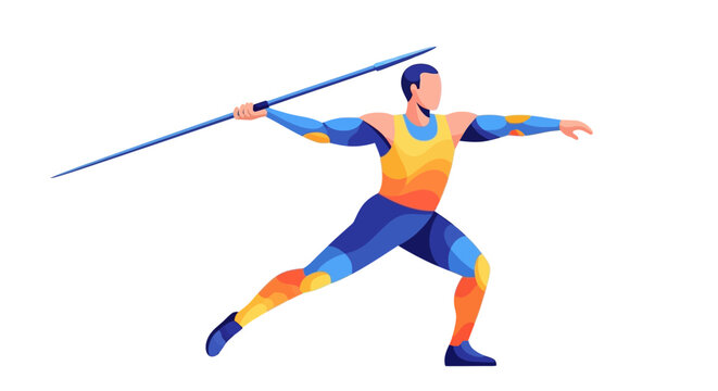 Athlete Throwing Javelin During Track and Field Competition.