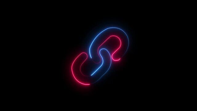 Neon Chain Link Icon Animation on Black Background