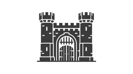 Black and white castle gate illustration. © siska