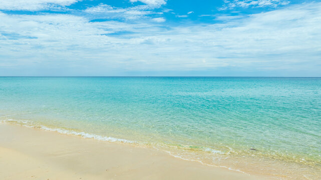 Tropical Nature ocean and summer sea water with beautiful bright sunlight. Perfect for summer vacation and travel background	