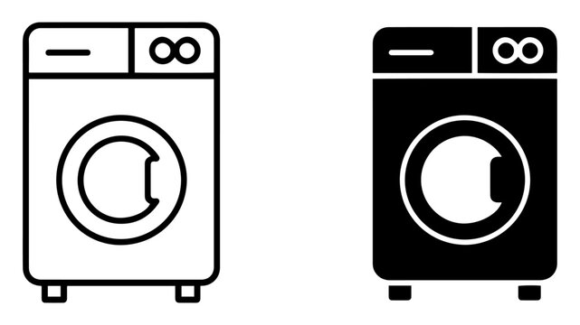washing machine outline icon collection