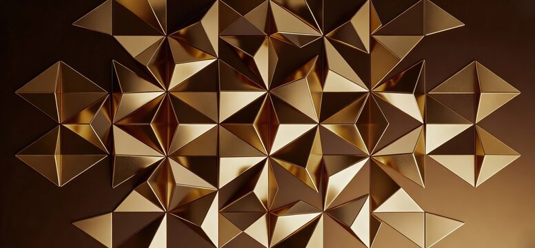 3D Geometric Gold Diamond Triangle Glossy Metallic Dark Luxury Premium Design