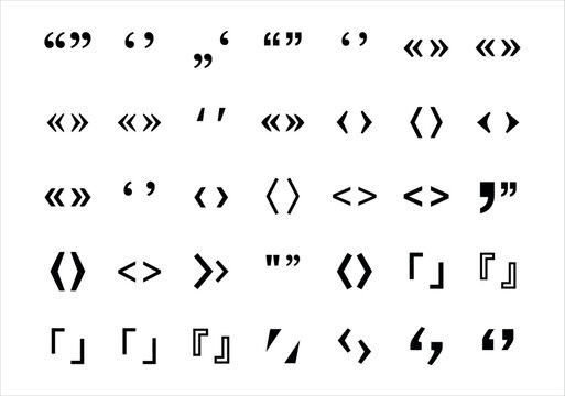 Collection of various punctuation marks and quotation symbols as vectors