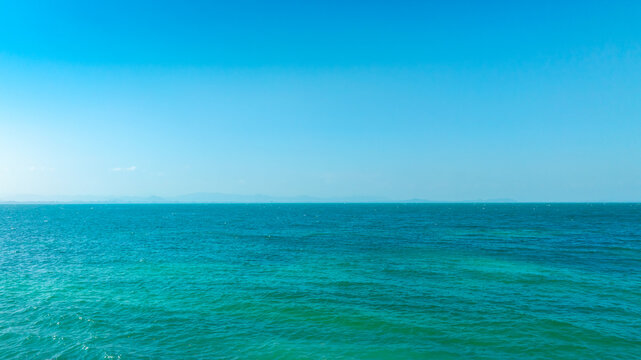 Tropical Nature ocean and summer sea water with beautiful bright sunlight. Perfect for summer vacation and travel background	