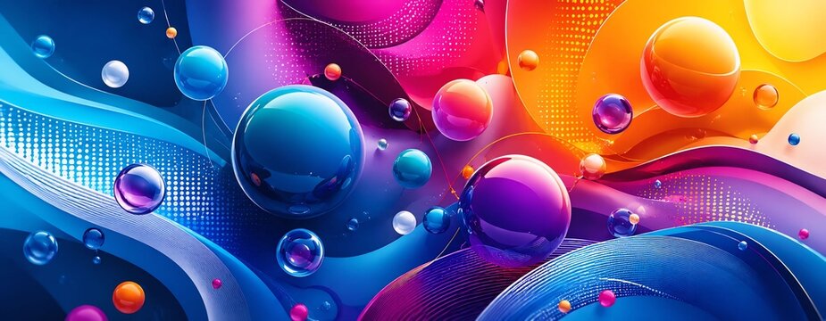 Colorful Abstract 3D Bubble Waves Background with Vibrant Gradient Flow