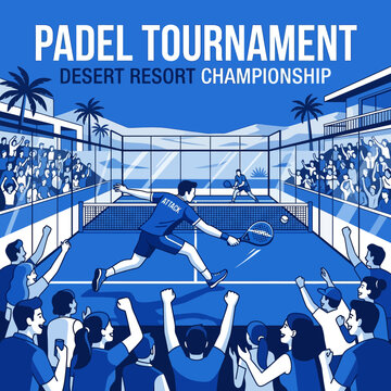 Vibrant Padel Tennis Tournament Desert Resort Championship Event Scene