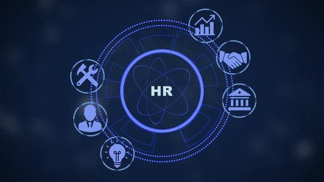 Hr human resources management concept with digital and network connection interface business recruitment