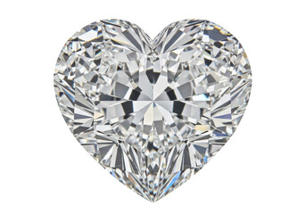 Fototapeta premium Heart shaped brilliant cut diamond isolated on transparent background sparkling clear luxury gemstone for jewelry, engagement ring or romance concept