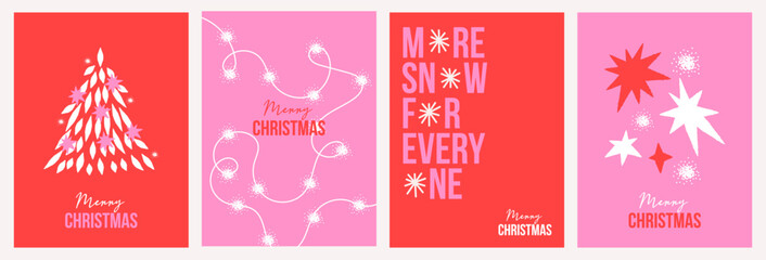 Fototapeta na wymiar Modern Christmas Poster Collection with Typography and Minimal Holiday Graphics. Xmas card templates. Ideal for festive branding, greetings, invitations, packaging, print, posters and social media
