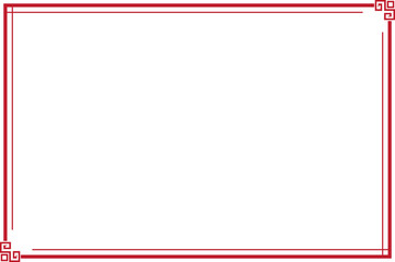 Fototapeta premium Elements of oriental frames. Red on white rectangle lines border chinese style. Design print for greeting cards, wedding invitations, restaurant menu, royal certificates. Set 62A 