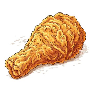 Golden fried chicken drumstick appetizing crispy texture detailed illustration