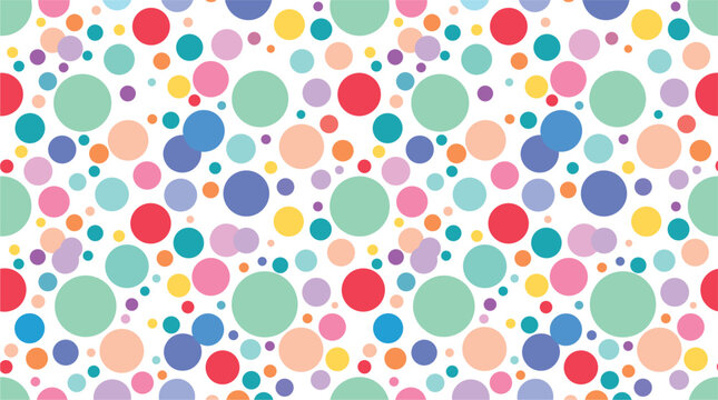 Colorful pastel polka dot vector seamless pattern background, with cute confetti circles wallpaper element