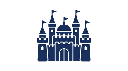 Dark Blue Castle Icon Illustration. © zaki