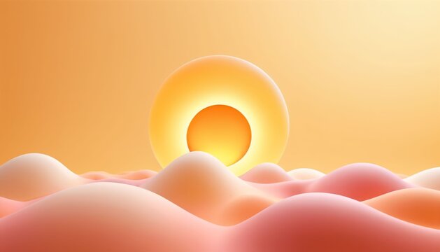 Glowing Sun Rising Above Soft Pastel Sand Dunes