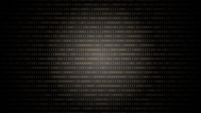 Binary Code Background Animation with Digital Data Stream on Dark Background