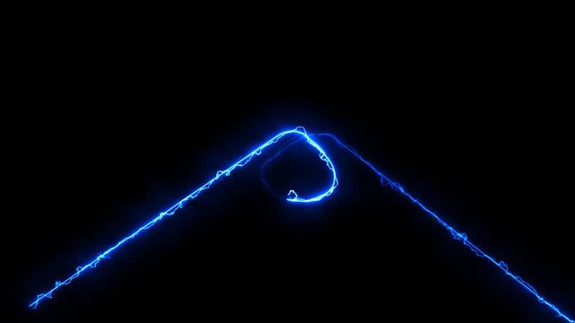 Glowing Electric Neon Triangle Animation with Energy Ring on Black Background