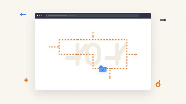 Modern Web Browser 404 Error Page Animation with Cute Data Folder Character Icon