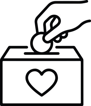 Charity-Box Hand Coin Line Art Vector Icon For Non Profit Logo