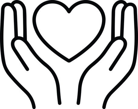 Supporting-Hands Heart Line Art Vector Icon For Charity Logo