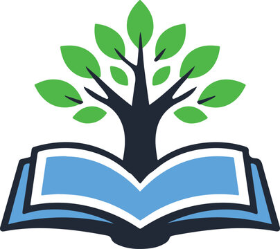 Tree-Knowledge Open Book Growth Vector Icon For Education Logo